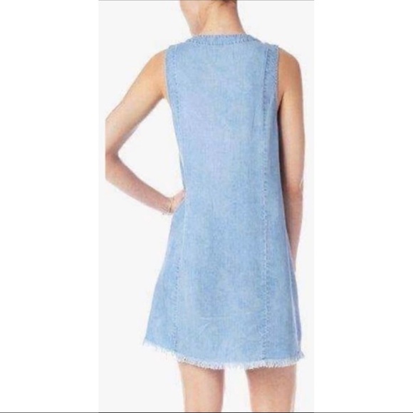 7 For All Mankind Lace Up Chambray denim mini tunic shirt dress light wash M - Picture 2 of 14